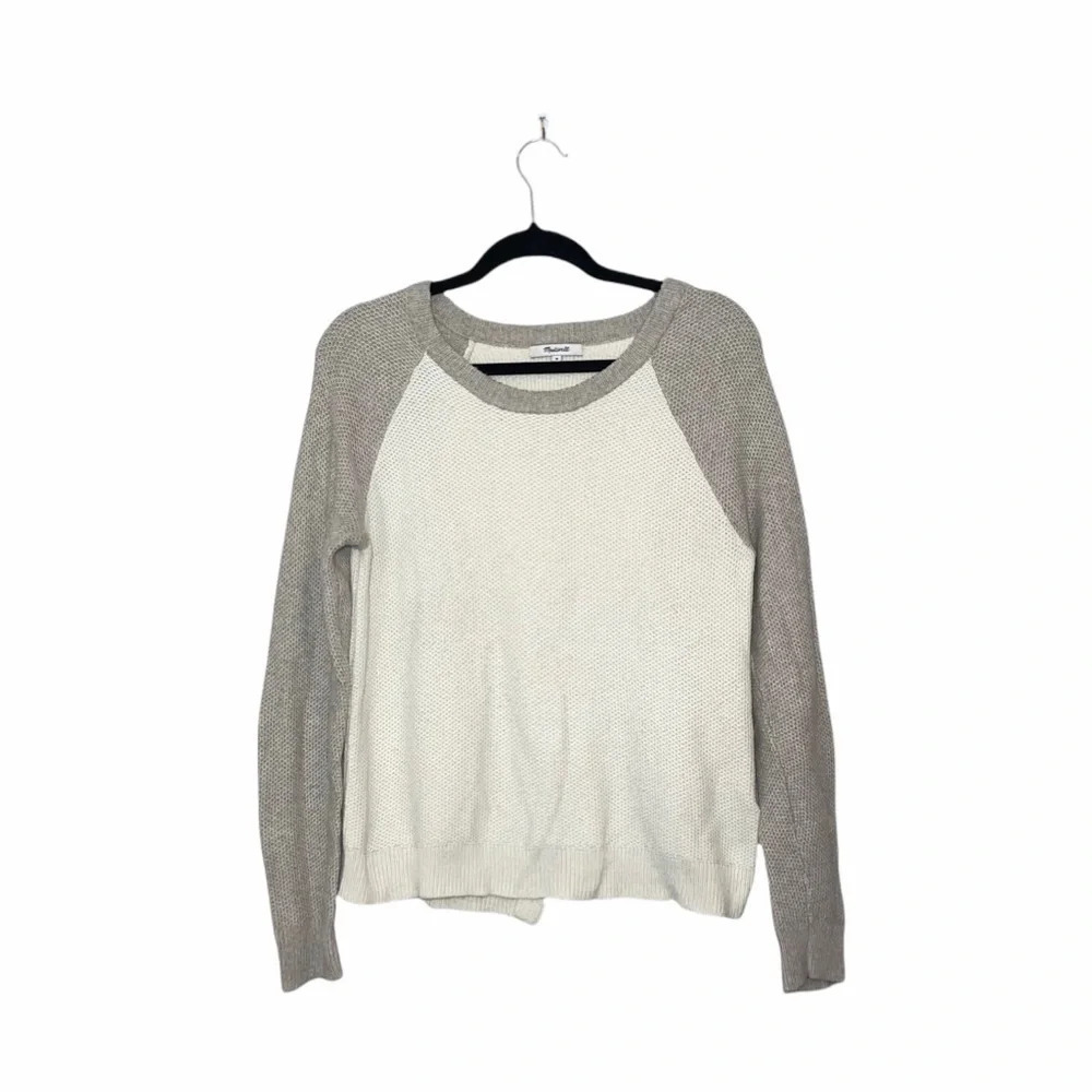 Madewell Province Cream & Tan Cross-back Pullover Knit Sweater Medium Women’s